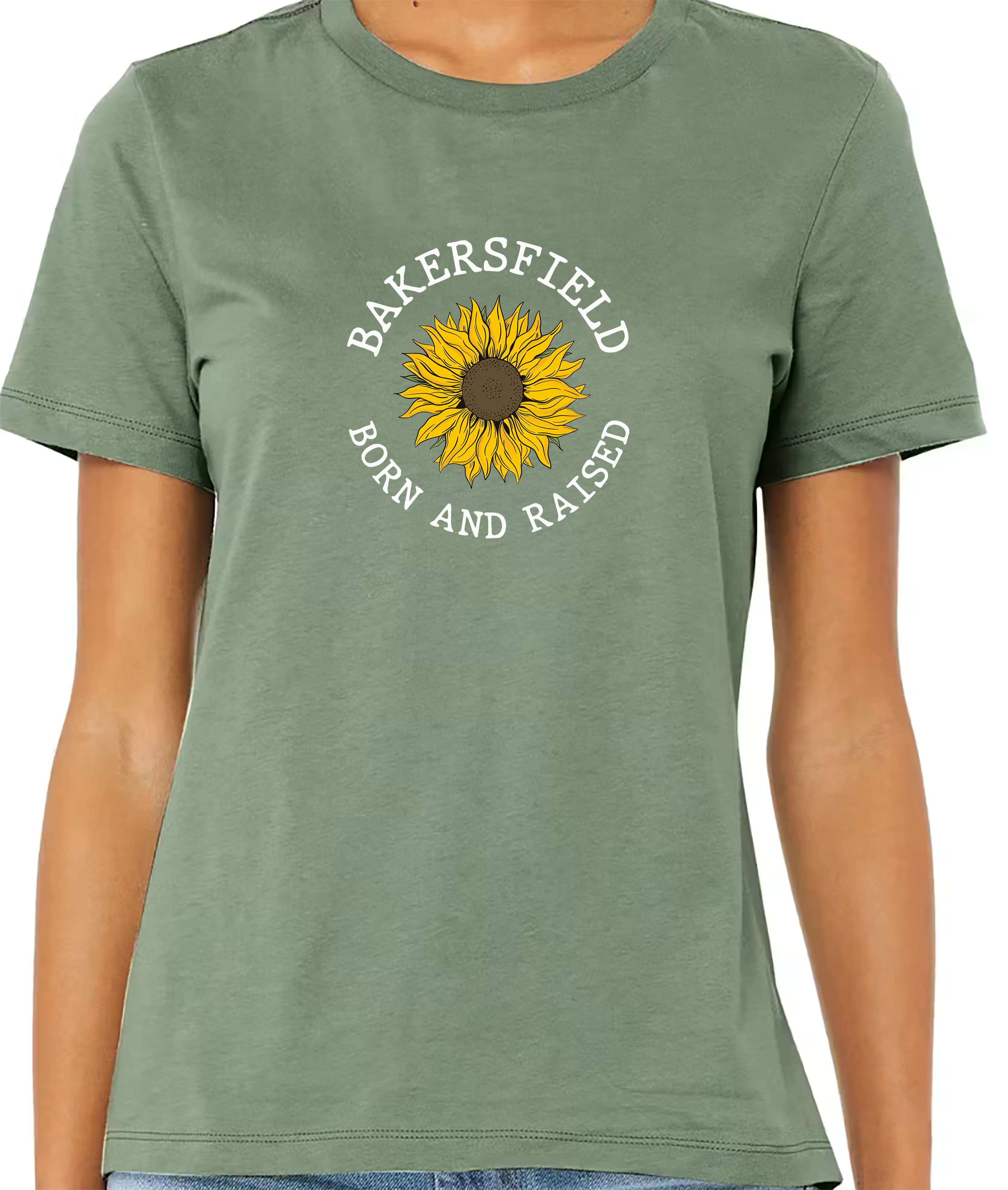 Bakersfield Women's Born and Raised Sunflower Tshirt